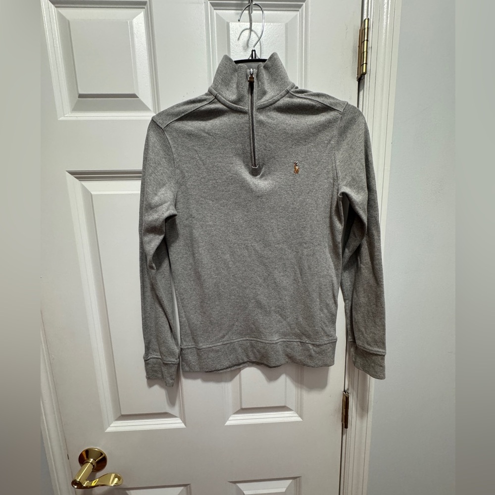 Polo ralph Lauren size m (10-12) 1/4 zip gray sweater
